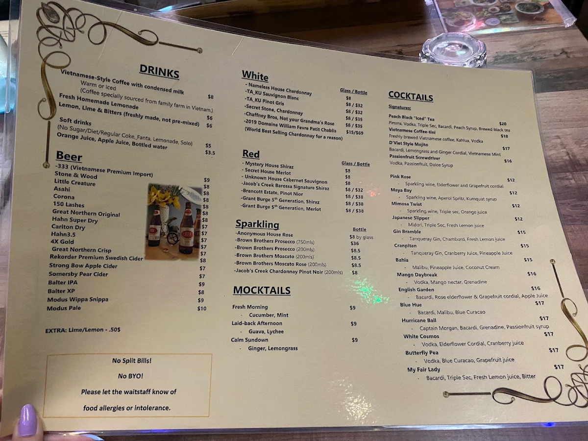 Menu, Korean BBQ Grill （d‘viet house）