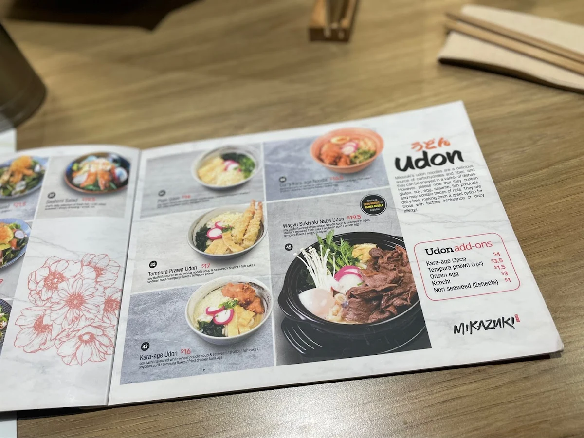 Menu, Mikazuki Chatswood