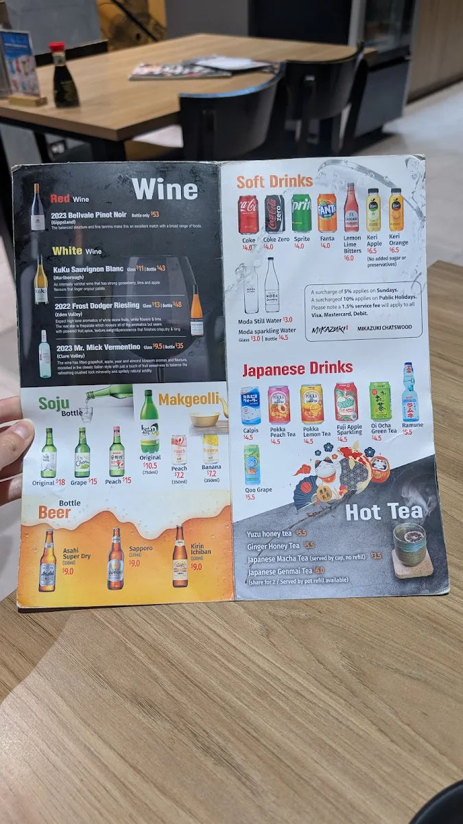 Menu, Mikazuki Chatswood