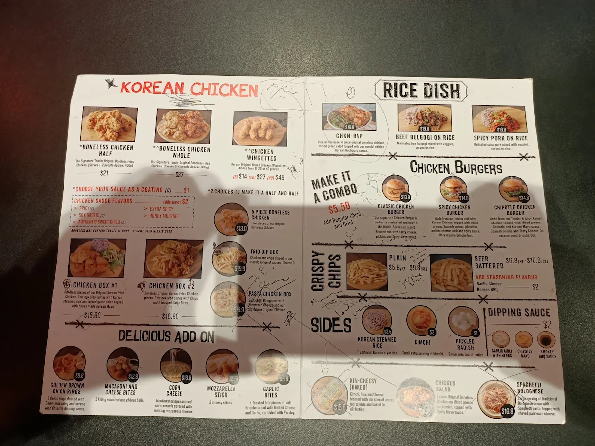 Menu, Korean Chicken