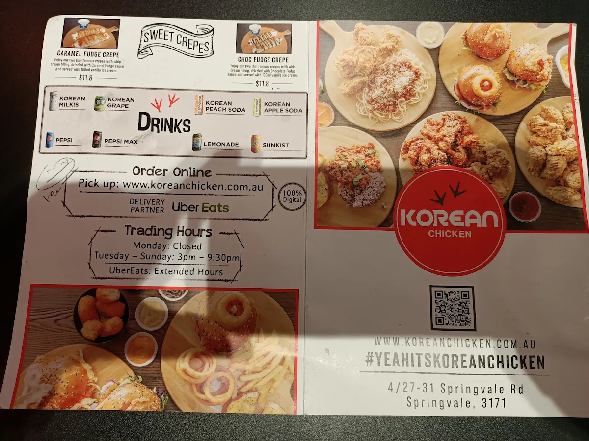 Menu, Korean Chicken