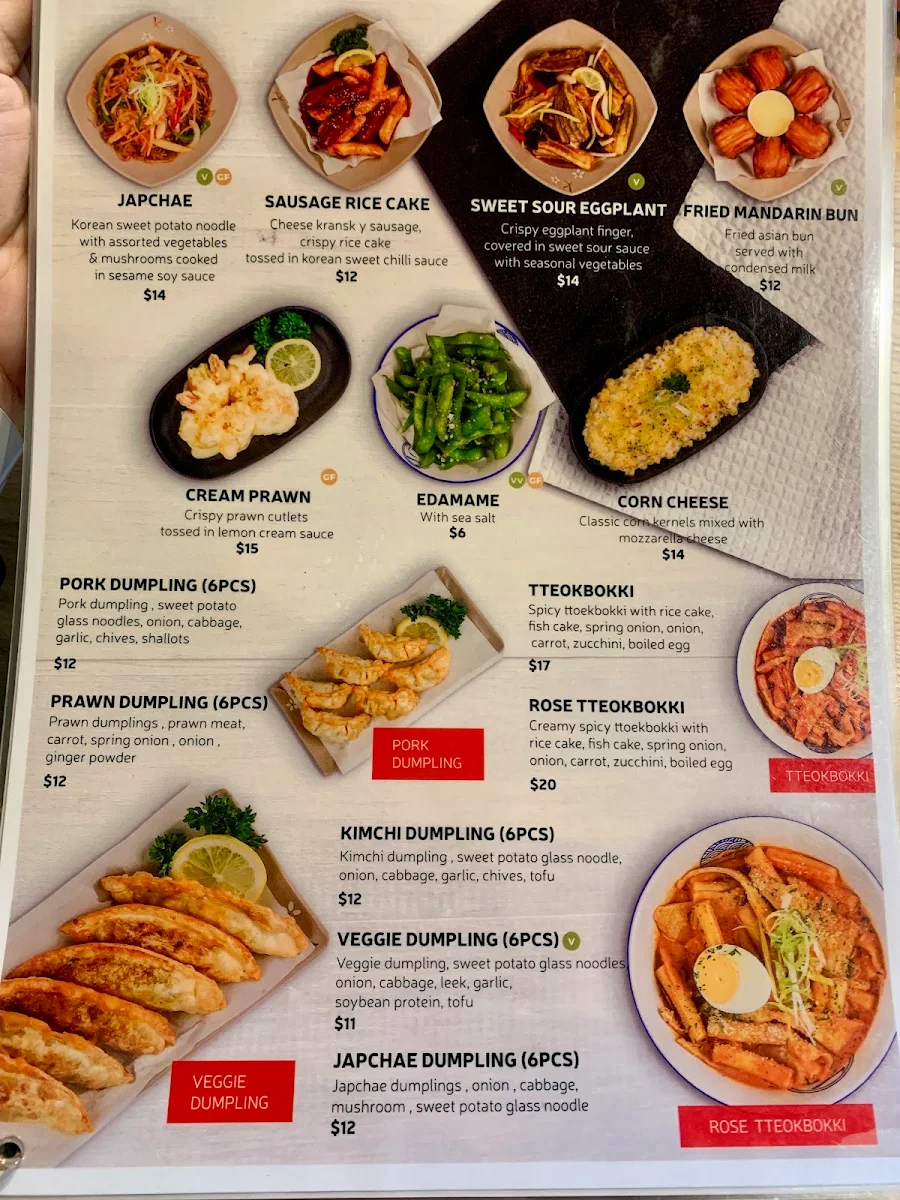 Menu, Uncle Yoon Korean restaurant