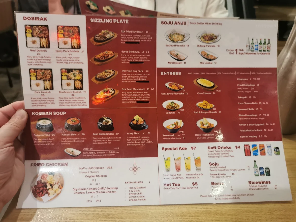 Menu, Uncle Yoon Korean restaurant