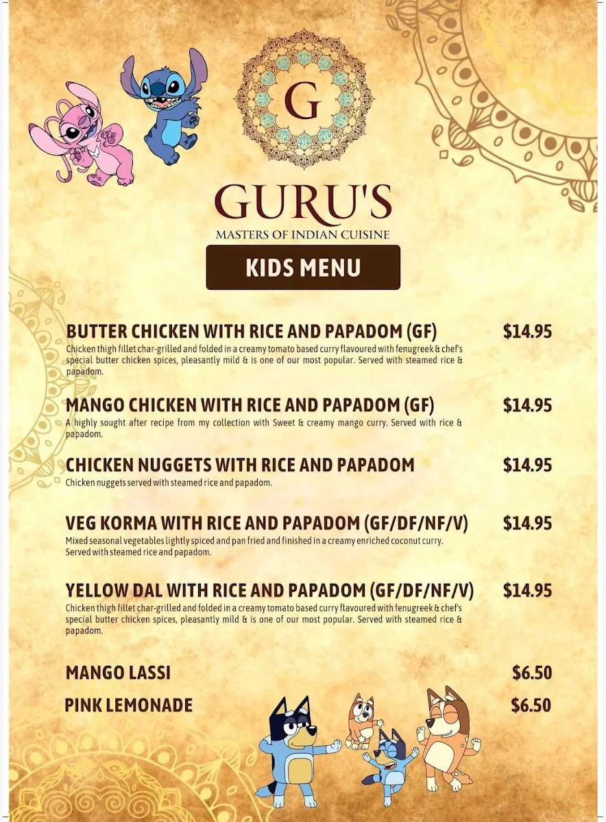 Menu, Gurus masters of Indian cuisine