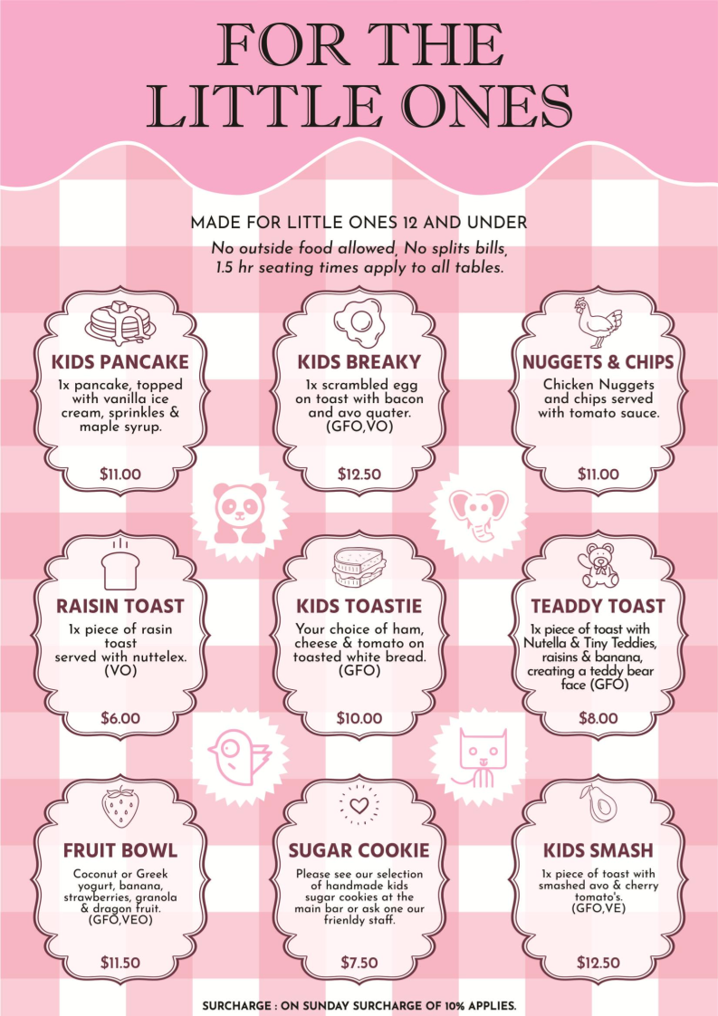 Menu, Harrow and Harvest Cafe