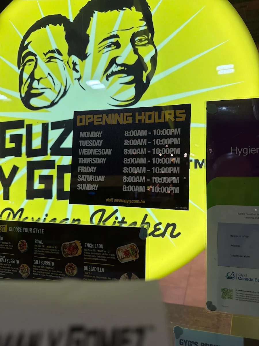 Menu, Guzman y Gomez - Five Dock