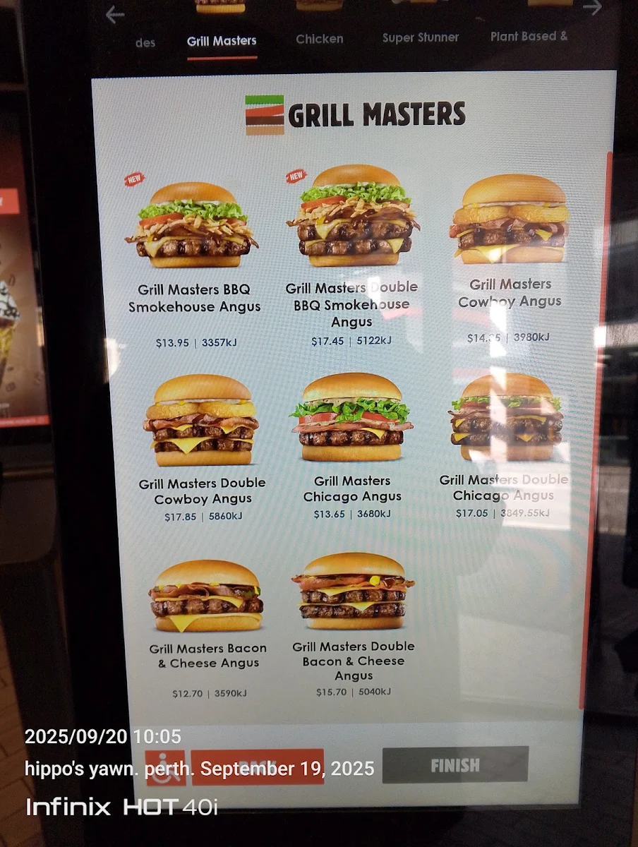 Menu, Hungry Jack's Burgers William Street