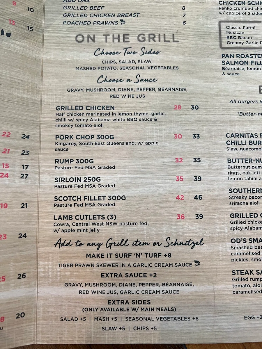 Menu, O'Donoghues Pub