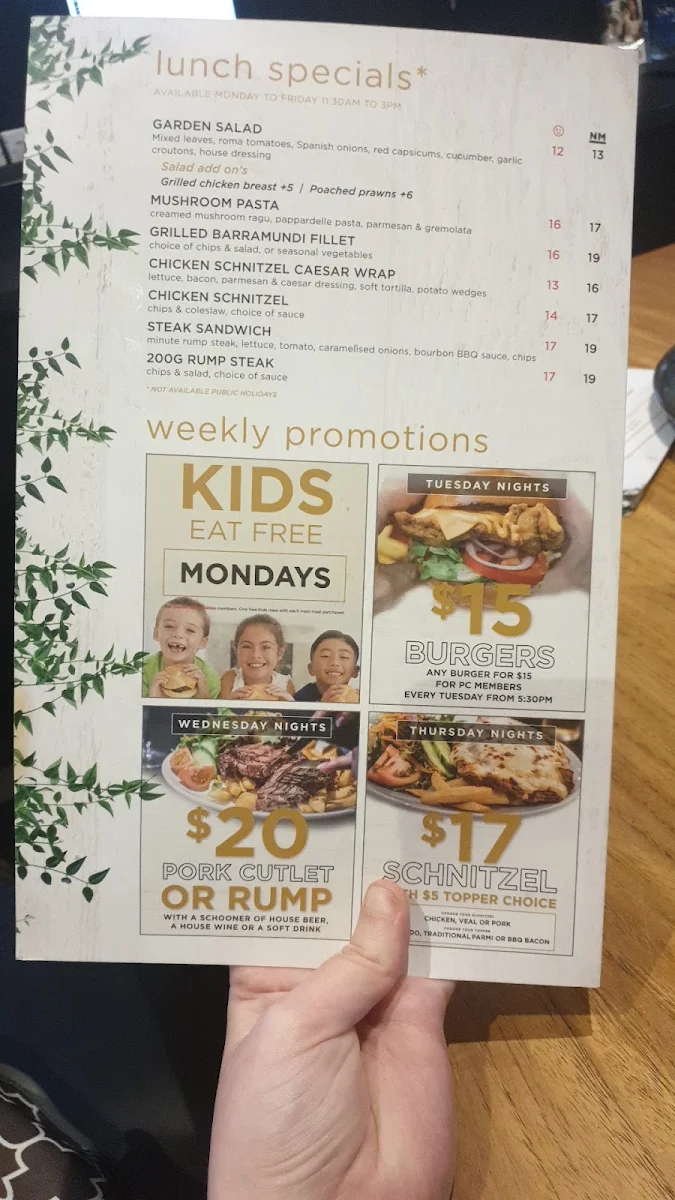 Menu, O'Donoghues Pub