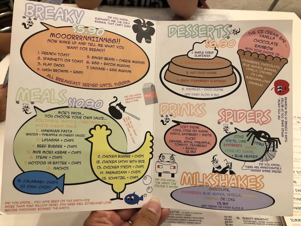 Menu, Lazy Moes Shepparton