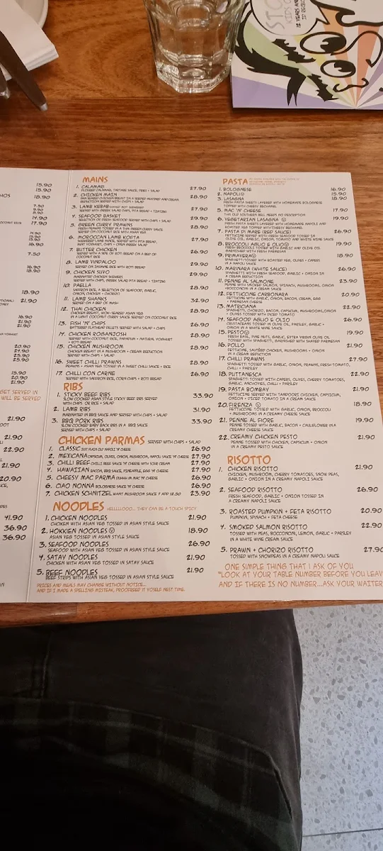 Menu, Lazy Moes Shepparton