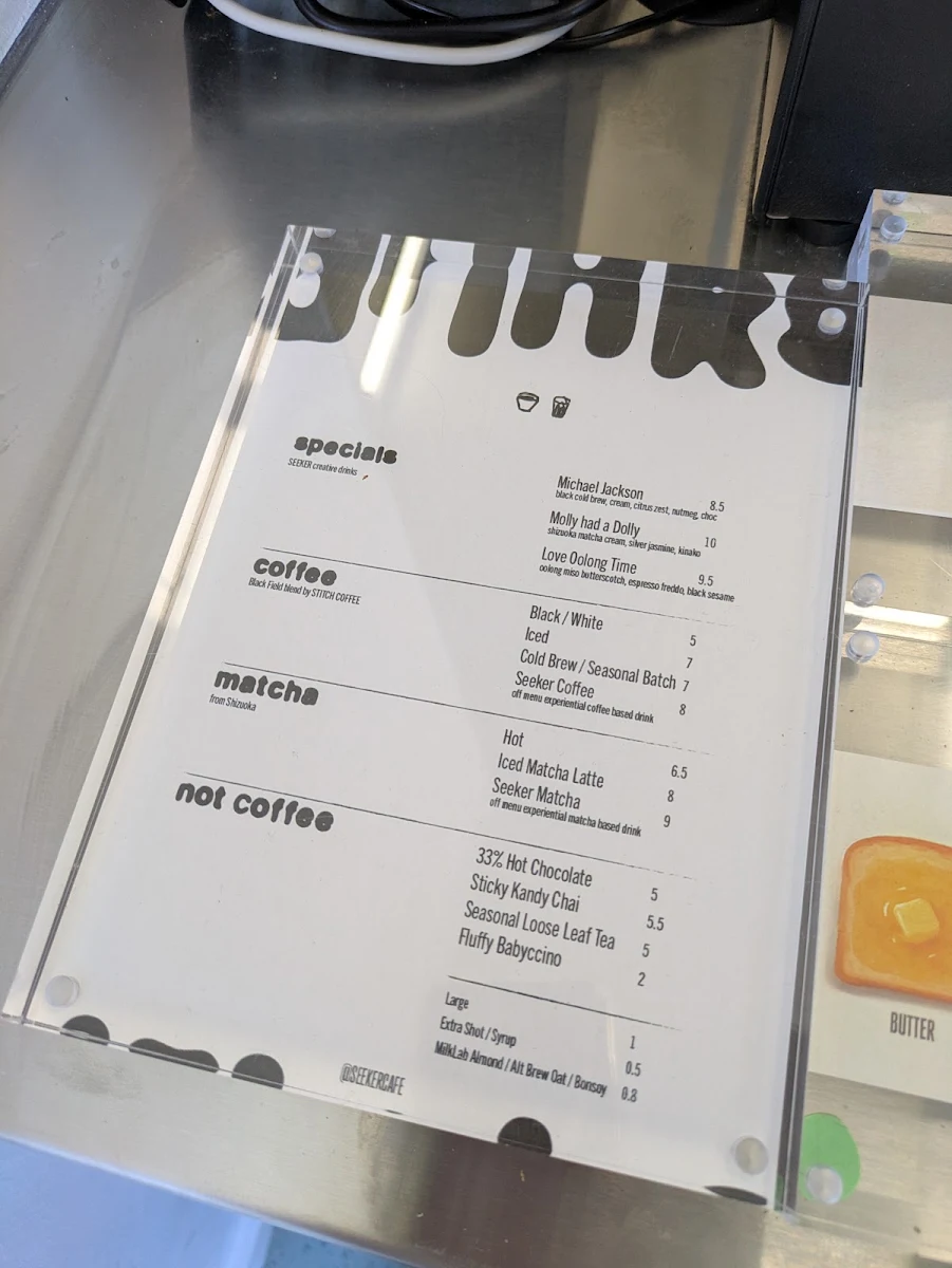 Menu, SEEKER coffee