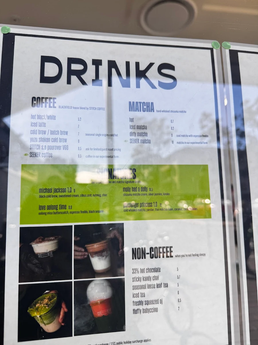 Menu, SEEKER coffee
