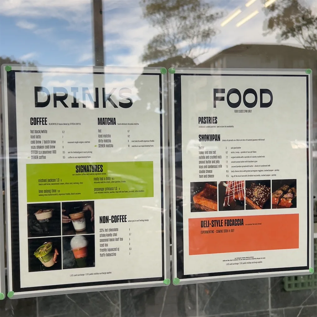 Menu, SEEKER coffee
