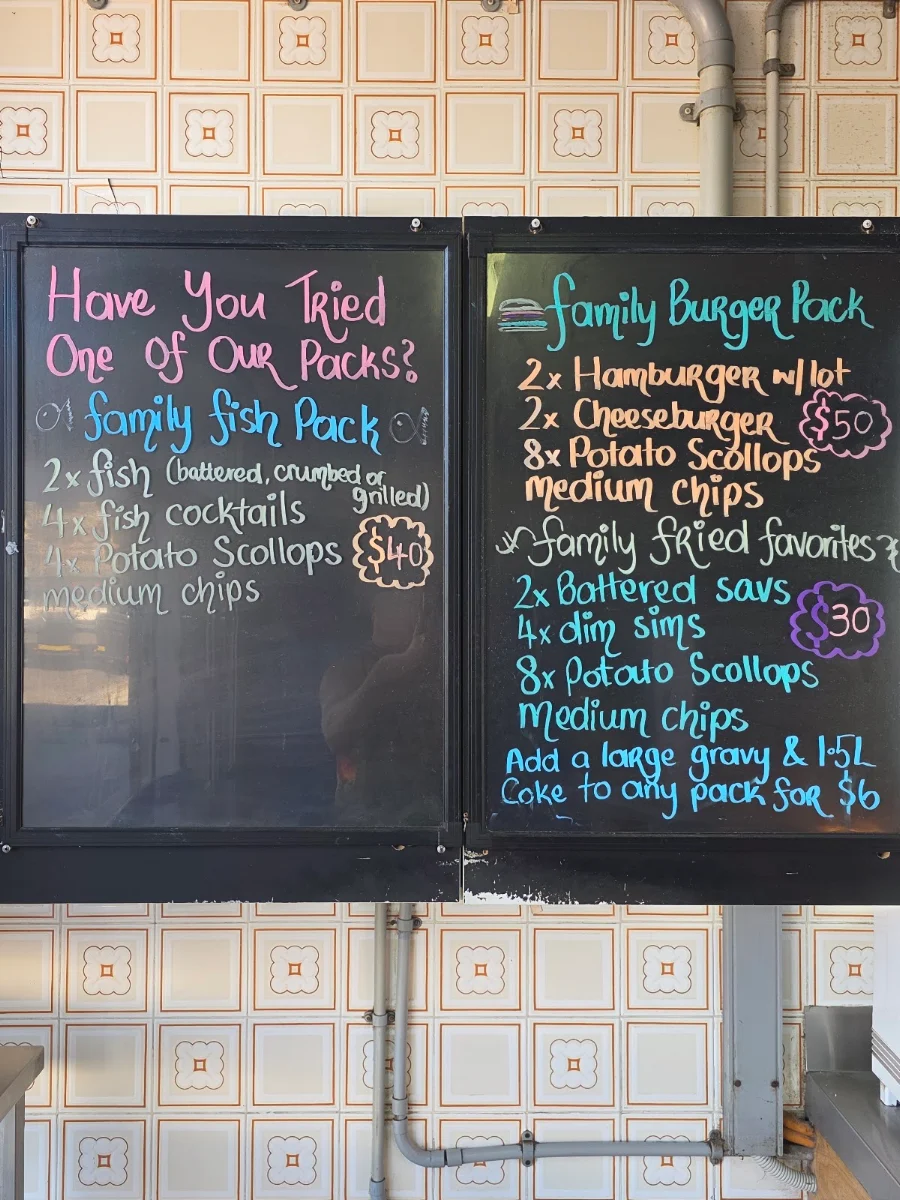 Menu, New Oceanic Take Away