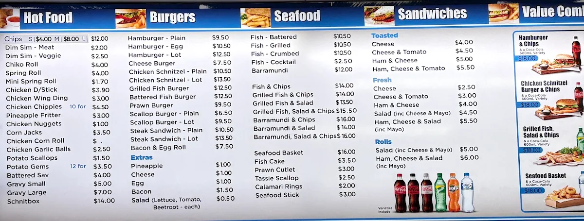 Menu, New Oceanic Take Away