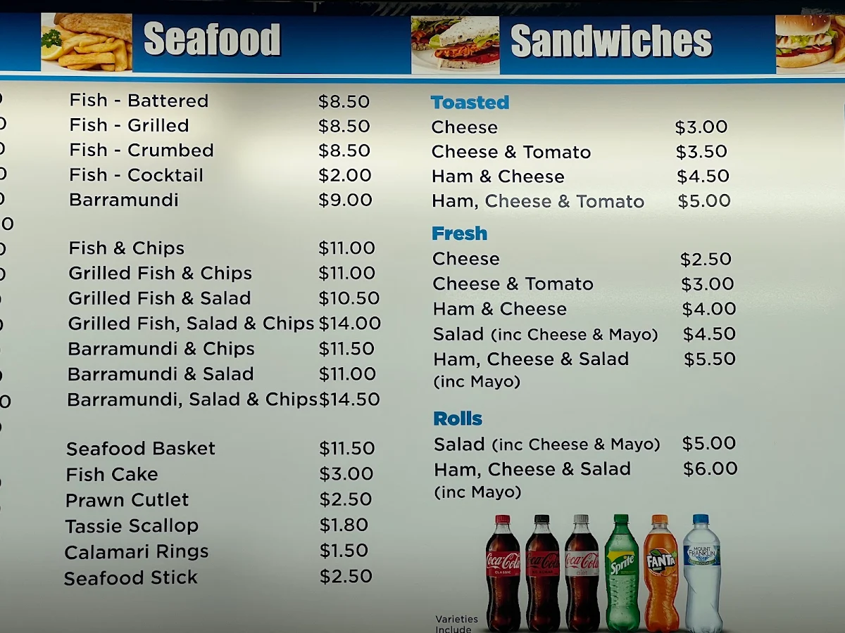 Menu, New Oceanic Take Away