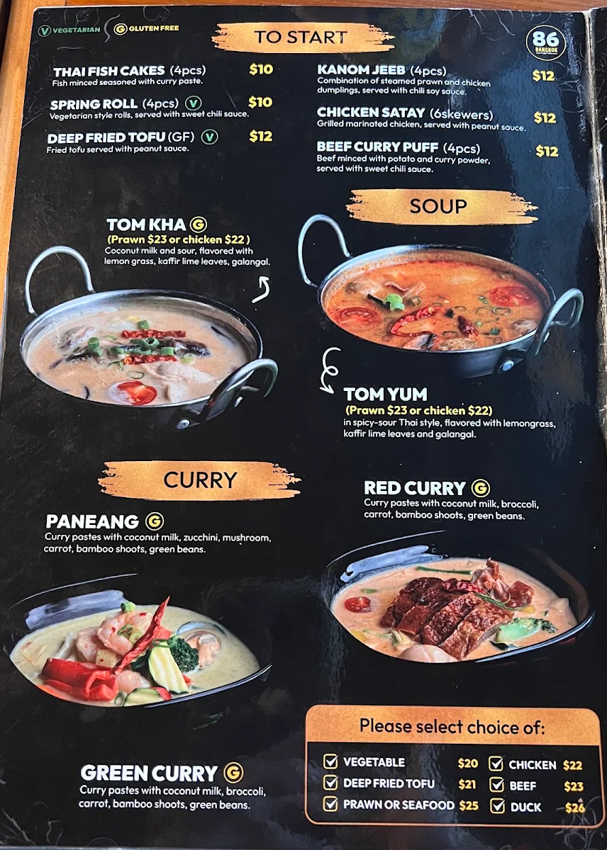 Menu, 86 BANGKOK BIRTINYA