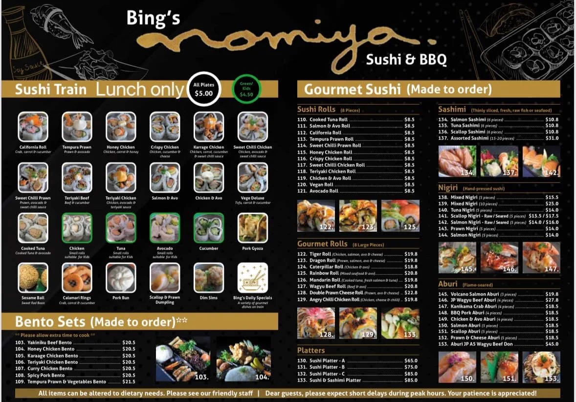Menu, Bing’s Nomiya