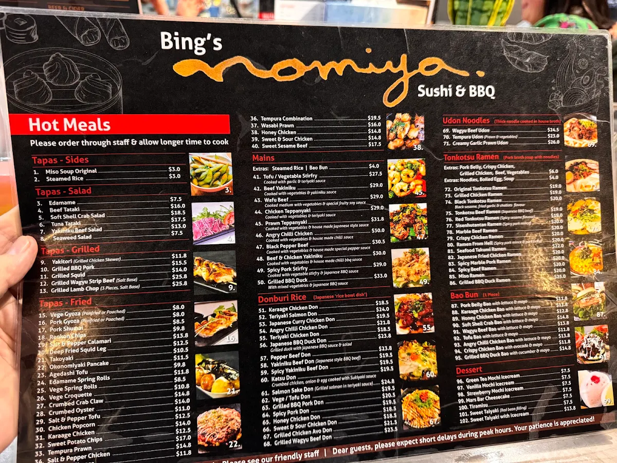 Menu, Bing’s Nomiya