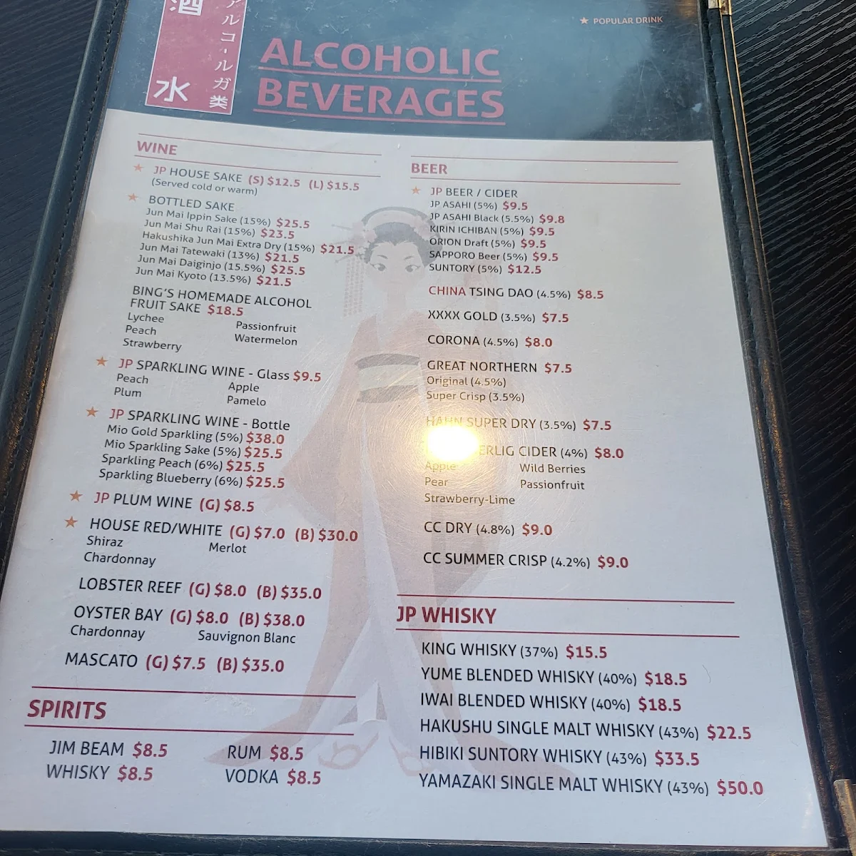 Menu, Bing’s Nomiya