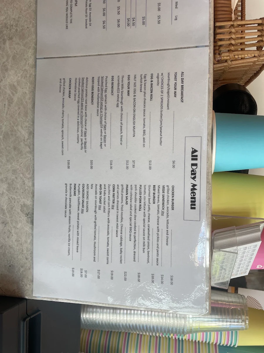 Menu, Artisan Canberra Cafe