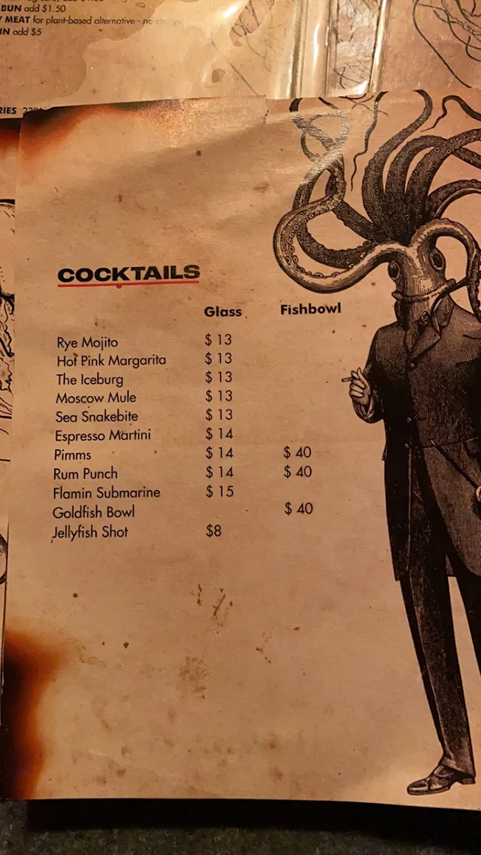 Menu, Burger Urge (Palmerston)