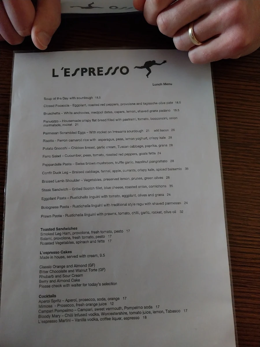Menu, L'espresso