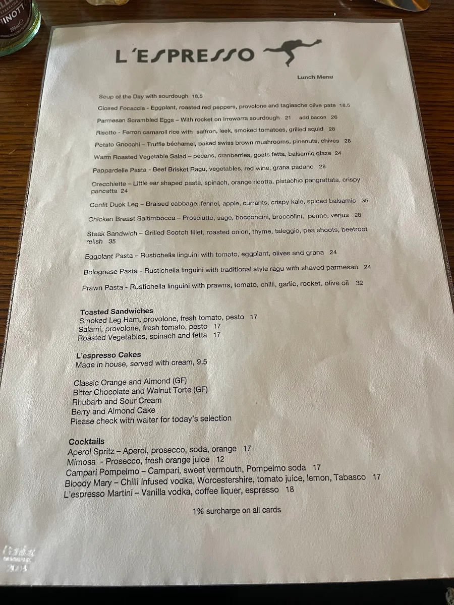 Menu, L'espresso