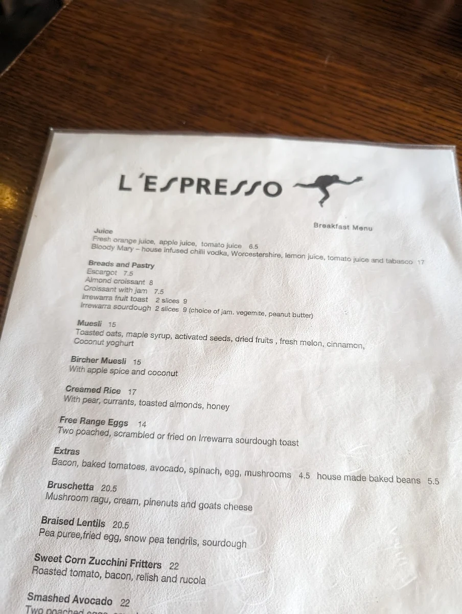 Menu, L'espresso