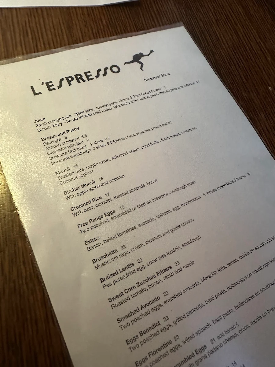 Menu, L'espresso
