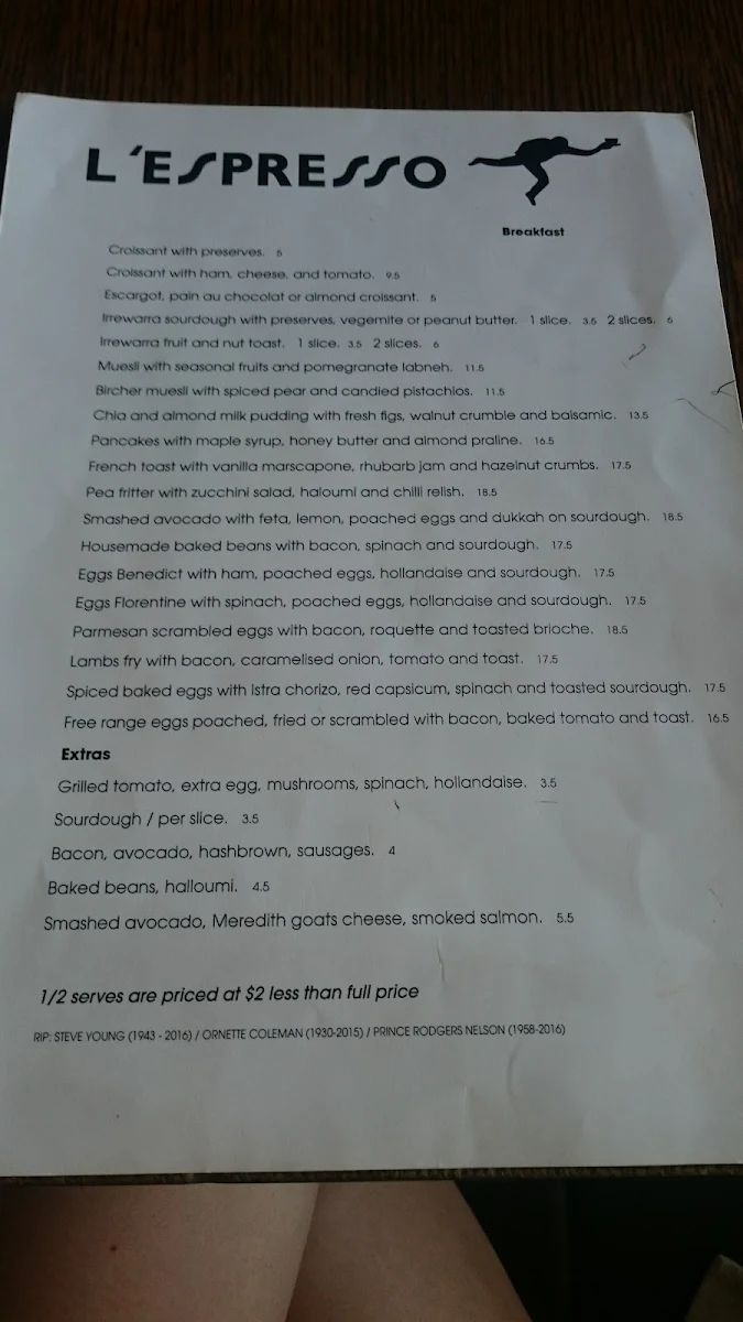 Menu, L'espresso