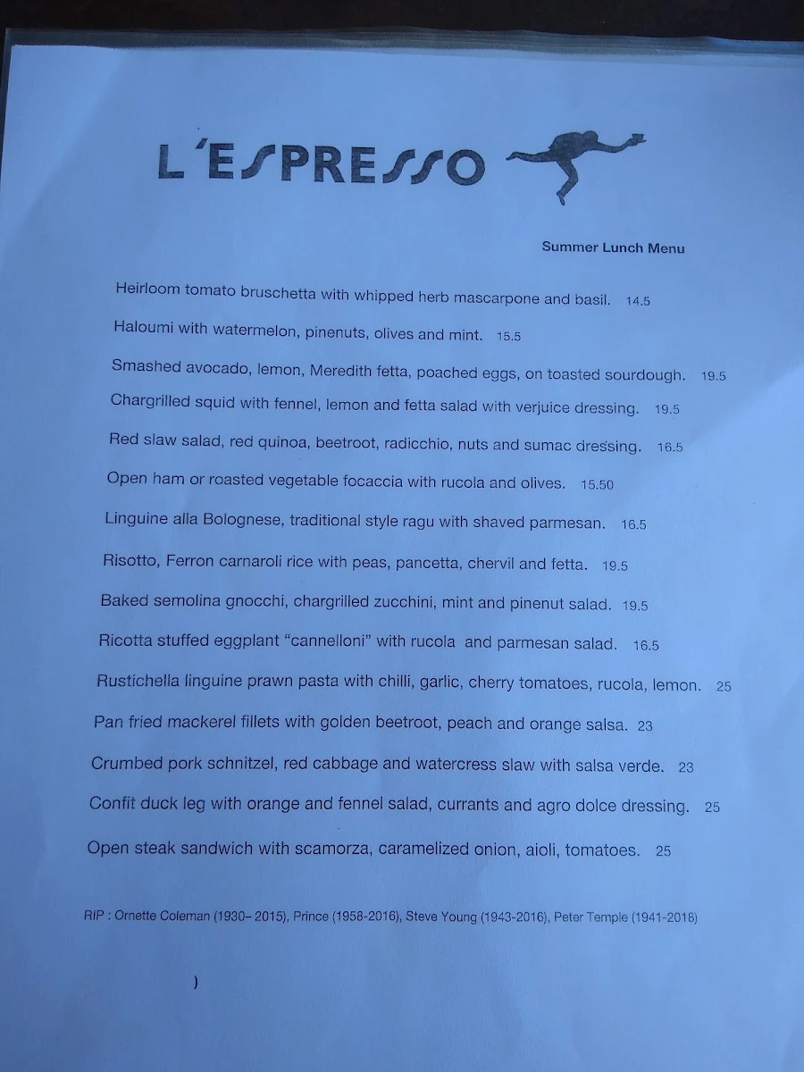Menu, L'espresso