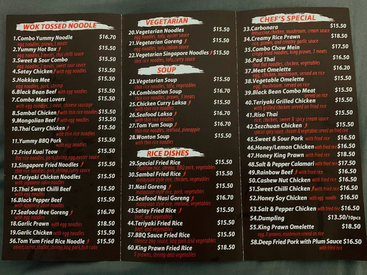 Menu, Noodle Bento Asian Takeaway Restaurant