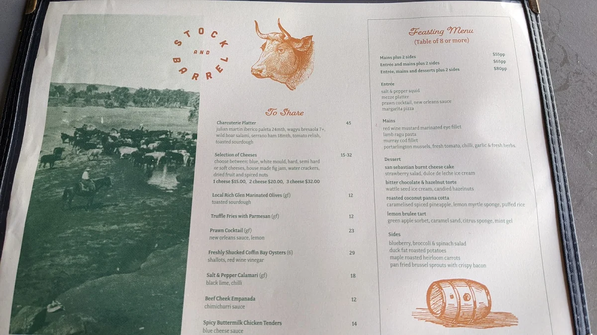 Menu, Stock & Barrel Yarrawonga
