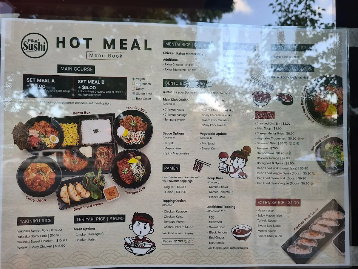 Menu, Pika Sushi Hastings