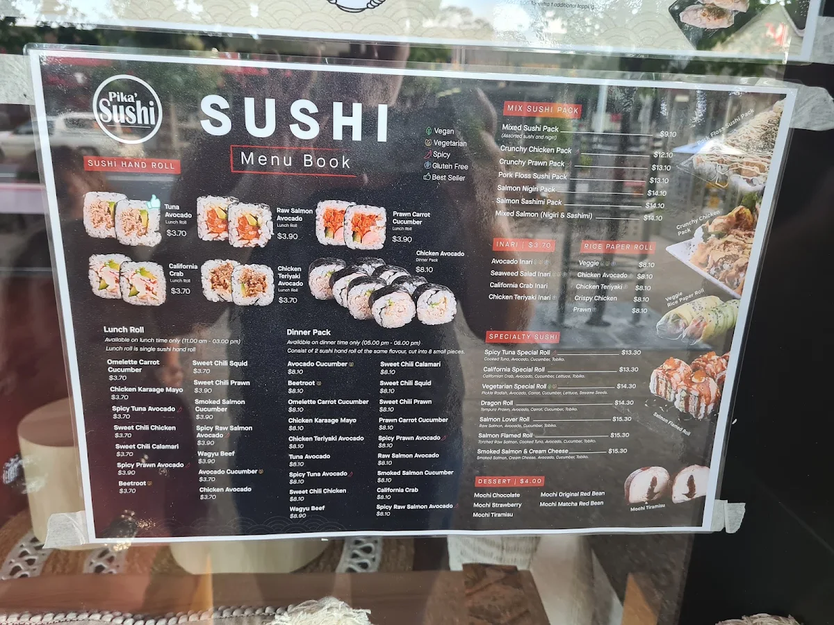 Menu, Pika Sushi Hastings