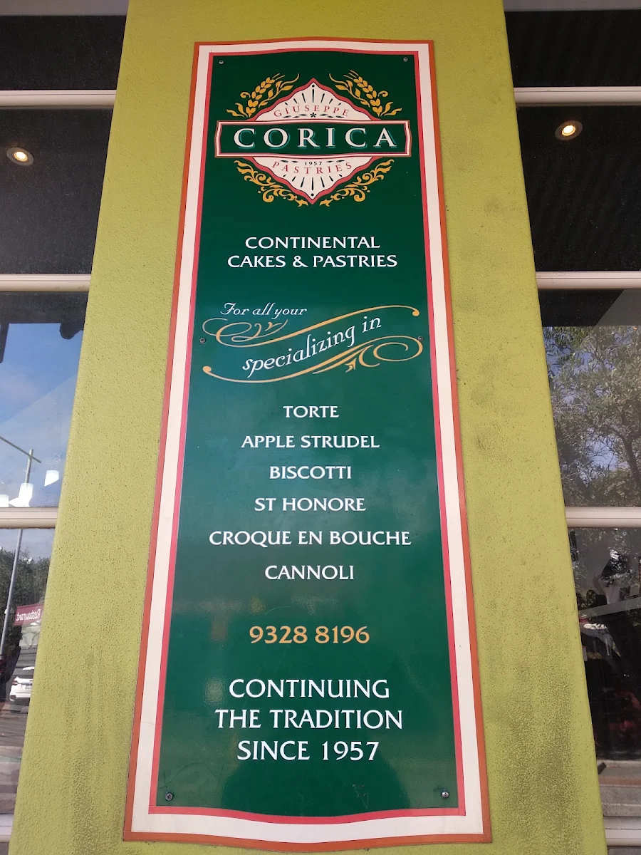 Menu, Corica Pastries