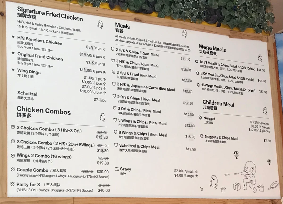 Menu, Winner Chicken