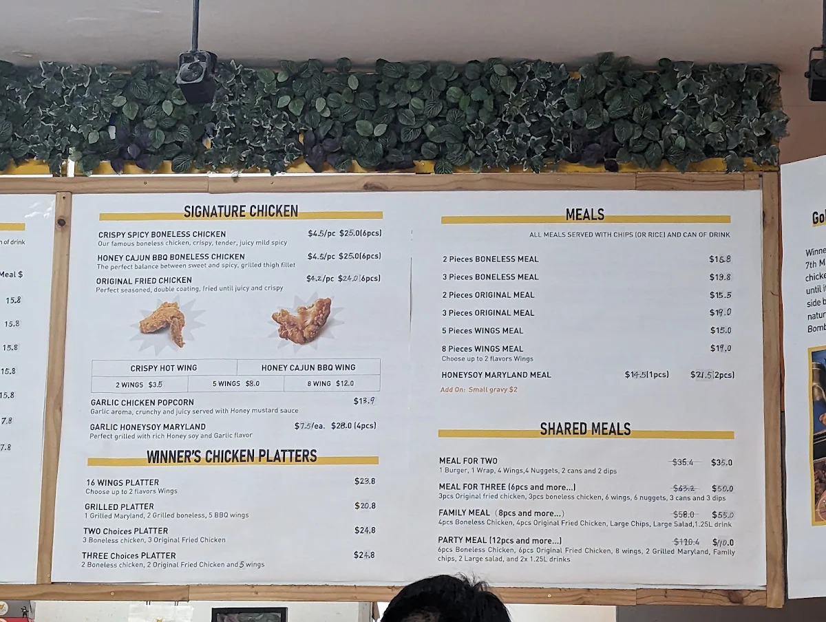 Menu, Winner Chicken