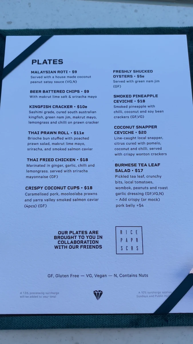 Menu, The Stolen Gem Rooftop Bar