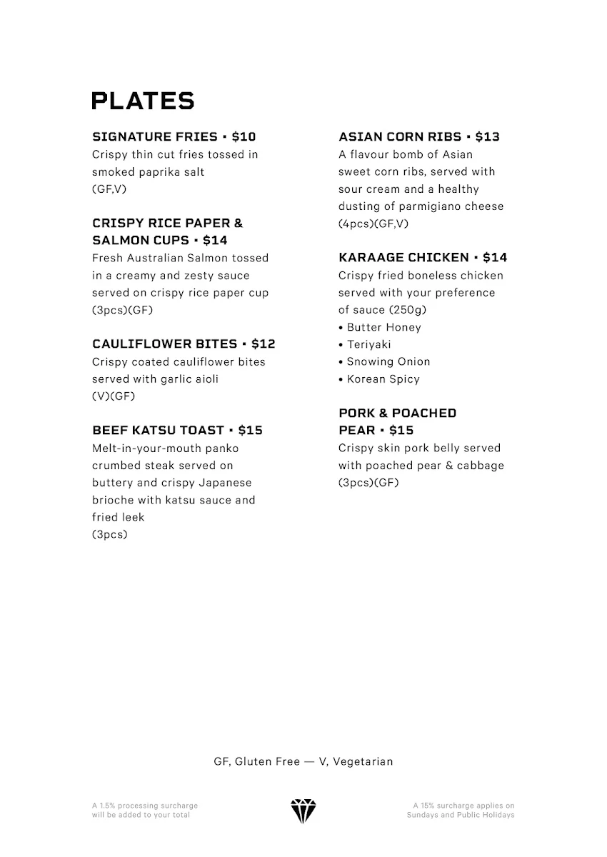 Menu, The Stolen Gem Rooftop Bar