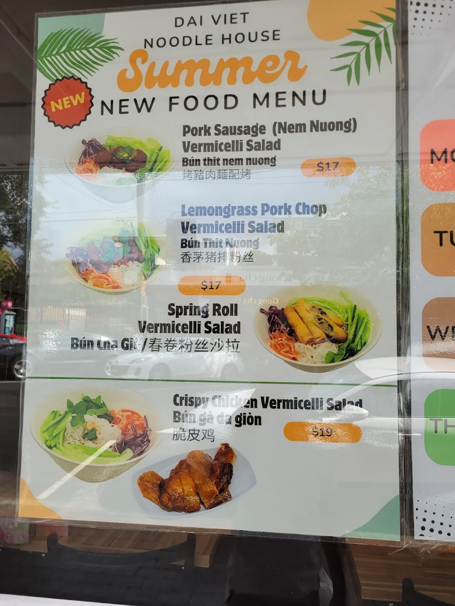 Menu, Dai Viet Noodle House Eastwood