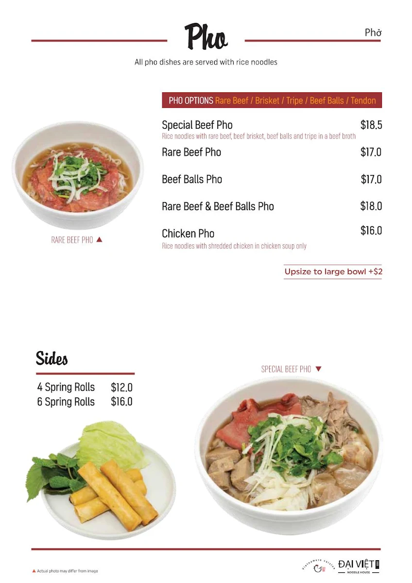 Menu, Dai Viet Noodle House Eastwood