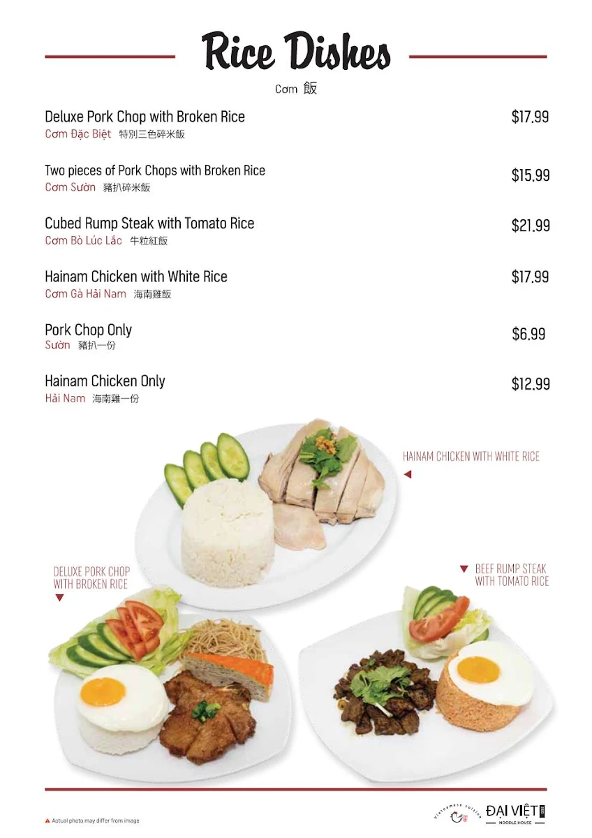 Menu, Dai Viet Noodle House Eastwood