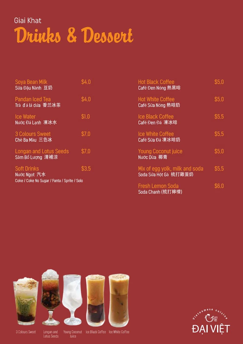 Menu, Dai Viet Noodle House Eastwood