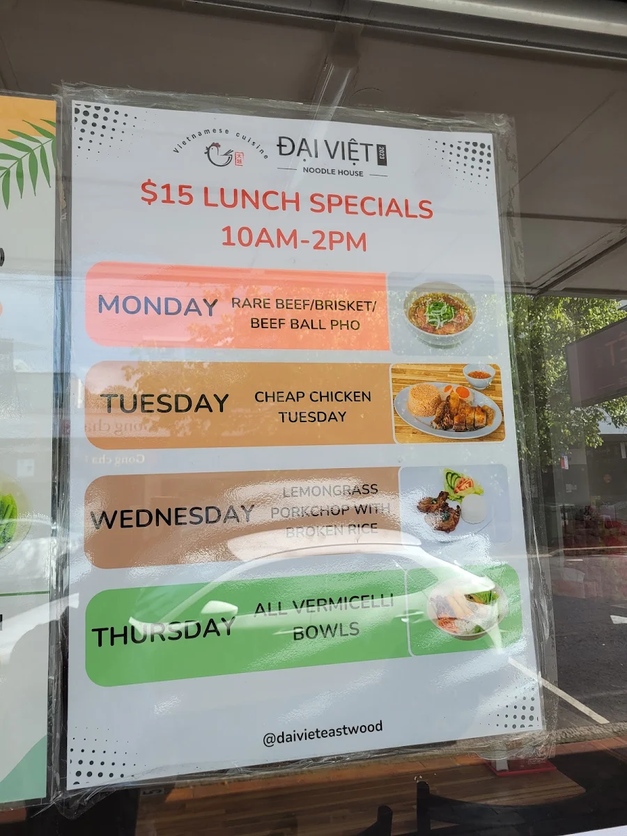Menu, Dai Viet Noodle House Eastwood