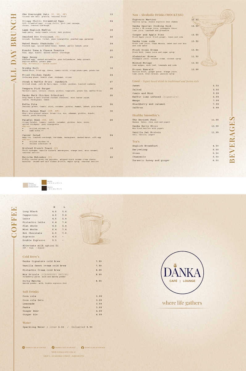 Menu, Danka Cafe & Lounge
