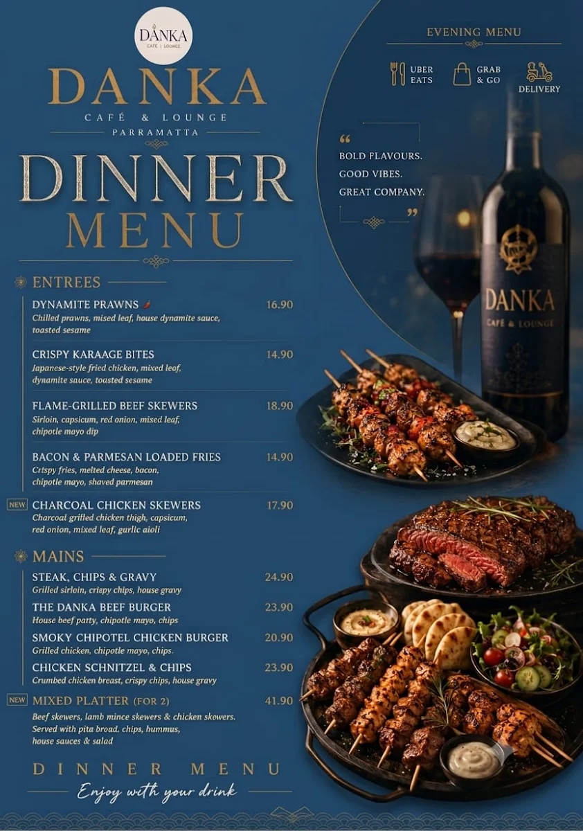 Menu, Danka Cafe & Lounge
