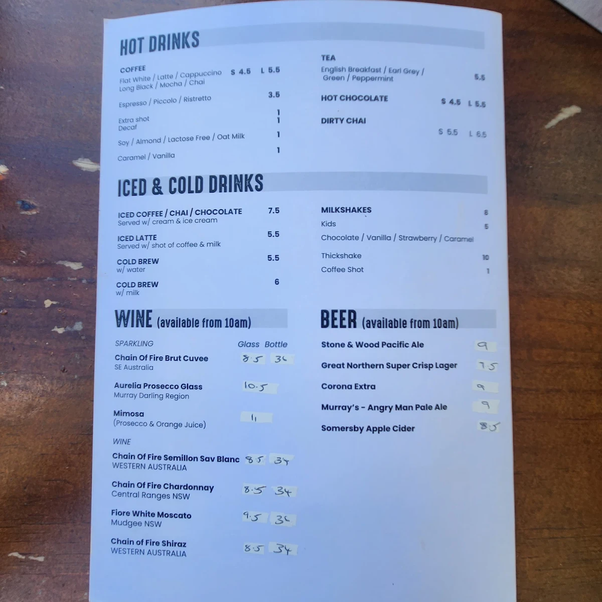 Menu, Riverhouse Cafe